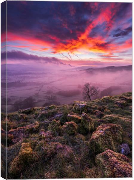Red Sky in the Morning, Peak District  Canvas Print by John Finney
