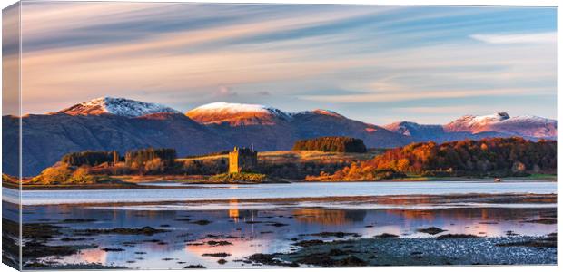 Castle Stalker Winter sunset, Scotland Canvas Print by John Finney