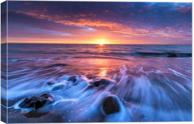 Robin Hoods Bay sunrise near Whitby, North Yorkshi Canvas Print by John Finney