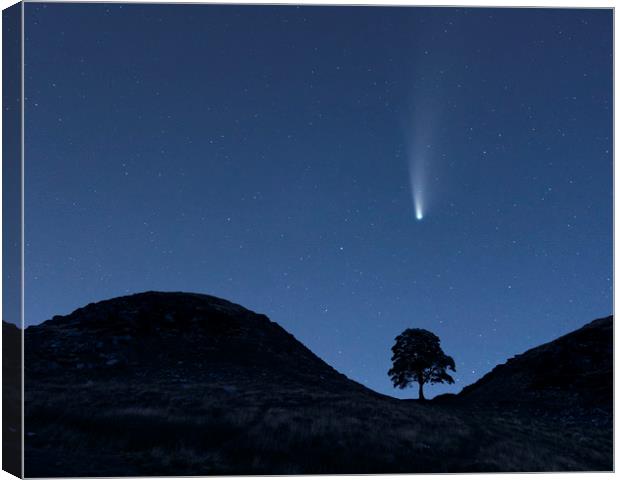 Comet Neowise Over Sycamore Gap  Canvas Print by John Finney