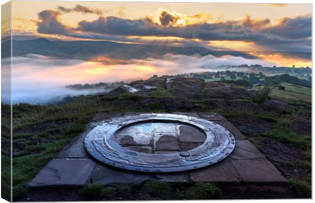 Eccles Pike Topograph sunrise, Derbyshire  Canvas Print by John Finney