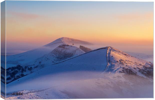 Winter Sunrise on the Great Ridge, Peak District Canvas Print by John Finney