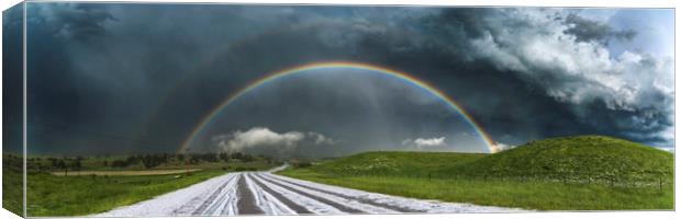 Wyoming Hailstorm Rainbow Canvas Print by John Finney