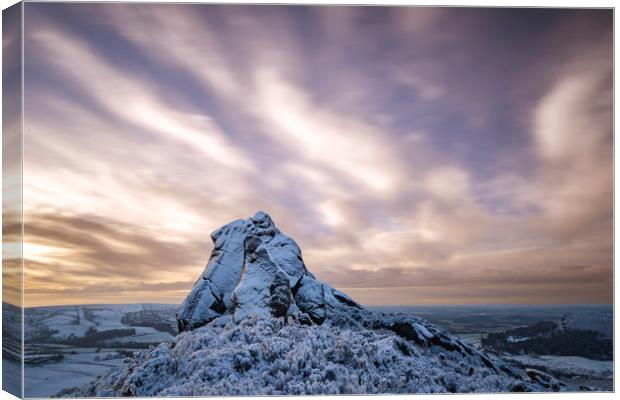 Ramshaw Rocks Winter Sunrise Canvas Print by John Finney
