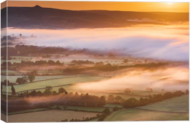 Hope Valley and Win Hill, September Sunrise Canvas Print by John Finney