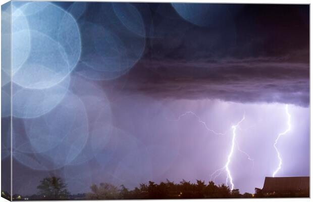 Bokeh Lightning. Texas. Canvas Print by John Finney