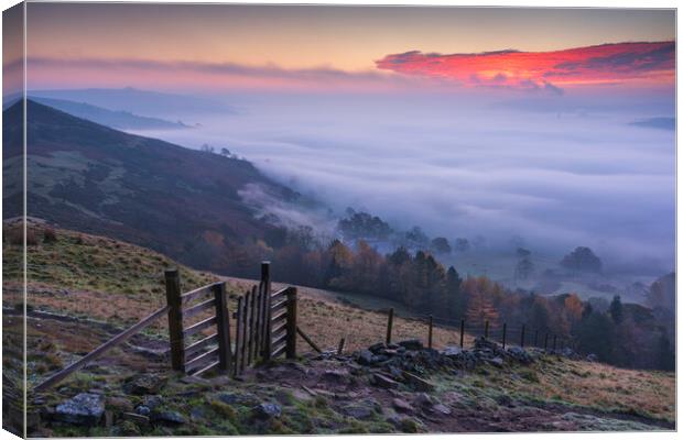 Fire in the Sky over Hope Valley Canvas Print by John Finney
