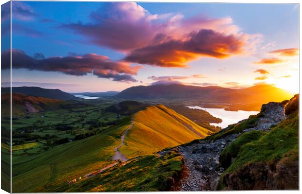 Mountain sunrise. Lake District National park Canvas Print by John Finney