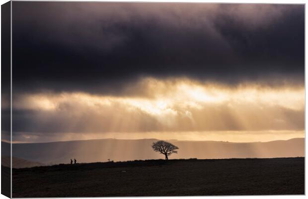 Sunbeams and Silhouetts, Peak District.  Canvas Print by John Finney