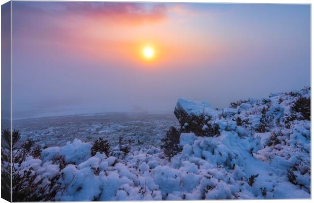 Winter Sunrise from Lantern Pike in Derbyshire Canvas Print by John Finney