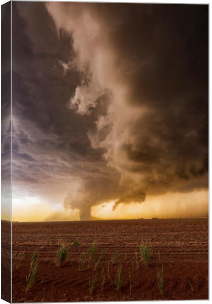Tornado near the town of Floydada, Texas Canvas Print by John Finney