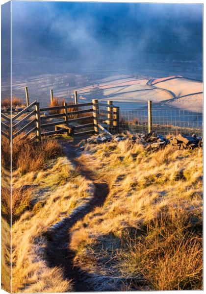 Stile on Mount Famine looking towards Chinley Canvas Print by John Finney