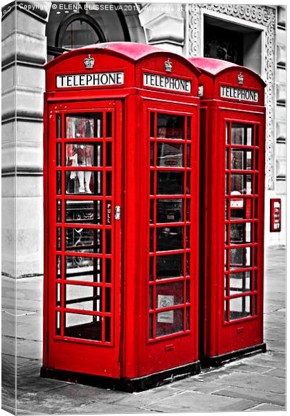 Telephone boxes in London Canvas Print by ELENA ELISSEEVA