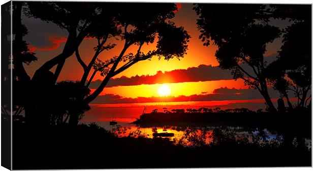 Sunset over beautiful lake region Canvas Print by Dariusz Miszkiel