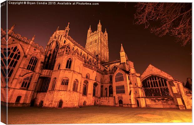 Gloucester Cathedral by Night Canvas Print by Bryan Condie