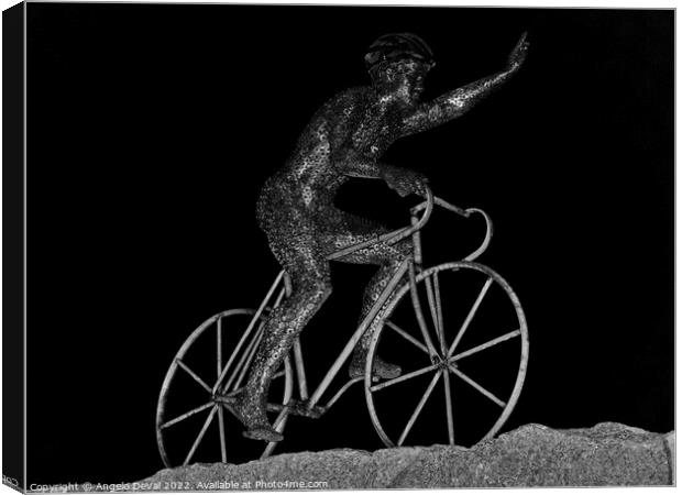 The Cyclist Of Foia In Monchique Canvas Print by Angelo DeVal