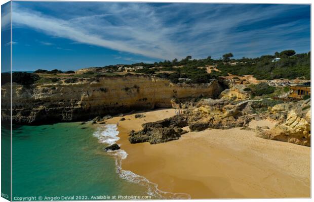 Albandeira beach from the Cliffs Canvas Print by Angelo DeVal