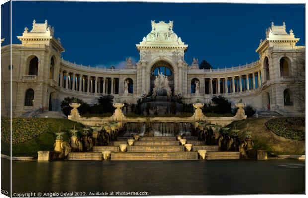 Palais Longchamp at Night Canvas Print by Angelo DeVal