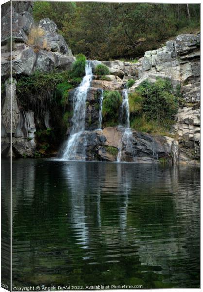 Poco Negro waterfall in Carvalhais Canvas Print by Angelo DeVal