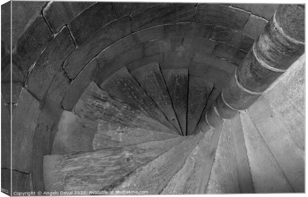 Keep Tower Stairs in the Beja Castle Canvas Print by Angelo DeVal