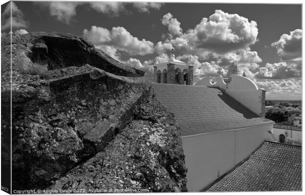 By the ruins of the keep tower of Serpa in monochrome Canvas Print by Angelo DeVal