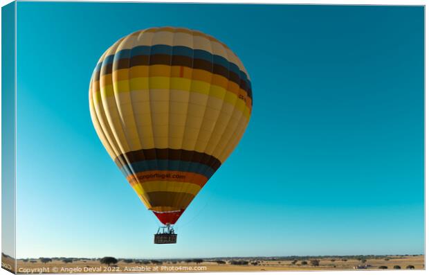 Air Balloon Flying Close Alentejo Fields in Portugal Canvas Print by Angelo DeVal