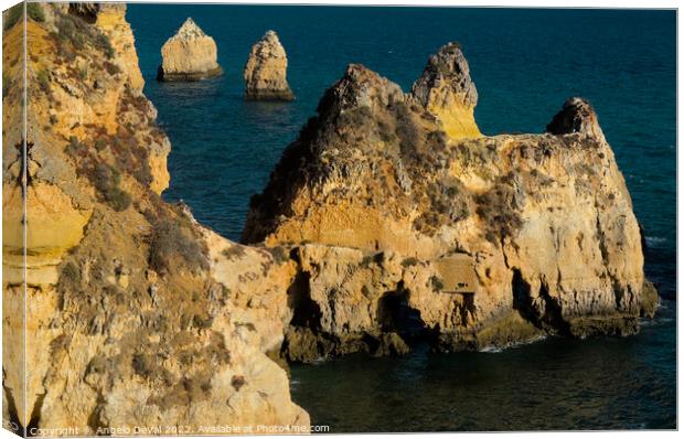 Three Brothers Beach overview in Algarve Canvas Print by Angelo DeVal