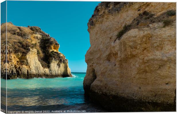 Tres Irmaos Beach Cliffs and Sea in Alvor Canvas Print by Angelo DeVal