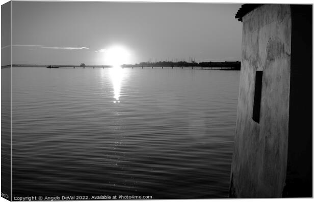 Sunset by the Tidal Mill in Olhao Canvas Print by Angelo DeVal