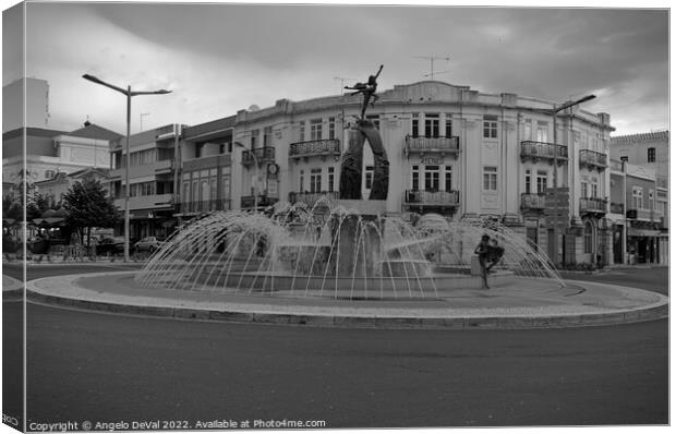 Loule Main Roundabout in Monochrome Canvas Print by Angelo DeVal