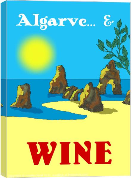 Algarve and Wine. Vintage Mosaic Illustration Canvas Print by Angelo DeVal