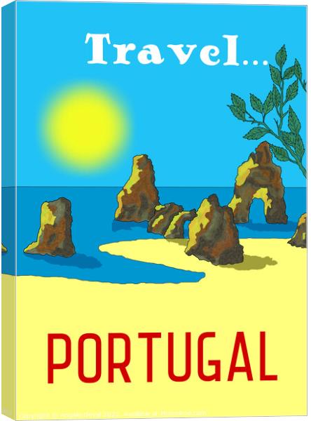 Travel Portugal. Vintage Mosaic Illustration Canvas Print by Angelo DeVal