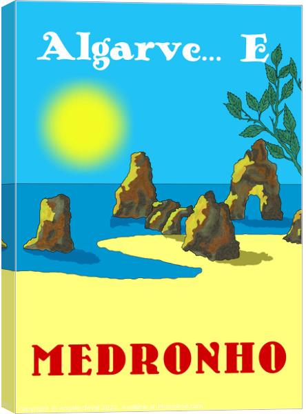 Algarve E Medronho v2. Vintage Mosaic Illustration Canvas Print by Angelo DeVal