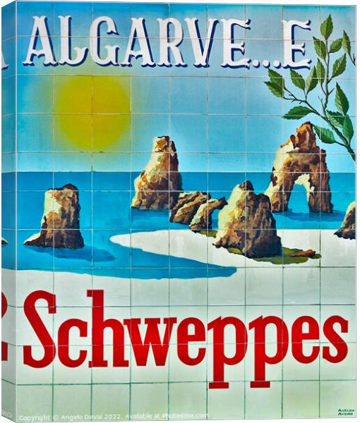 Vintage Schweppes Algarve Mosaic - Retouched Canvas Print by Angelo DeVal