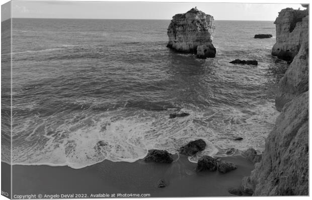 Cliffs of Sao Rafael Beach - Monochrome Canvas Print by Angelo DeVal