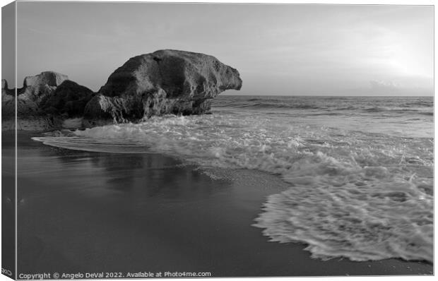 Curved Rock in Gale Beach Algarve Canvas Print by Angelo DeVal