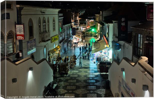 Tunnel Street at Night in Albufeira Canvas Print by Angelo DeVal