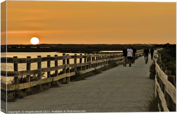 Sunset by Salinas Path in Faro Canvas Print by Angelo DeVal