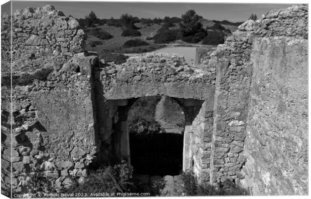 Almadena Fort Ruins Gate in Salema - Algarve Canvas Print by Angelo DeVal