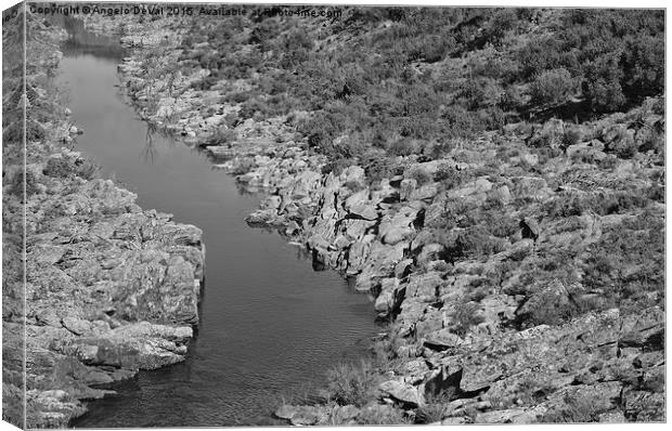 River on the Rocks. BW version  Canvas Print by Angelo DeVal