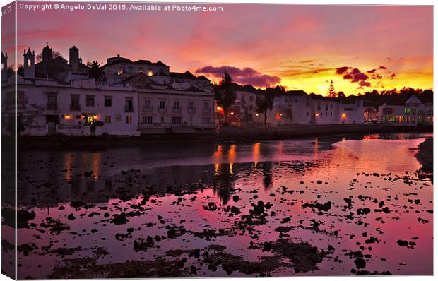 Tavira city after sunset and welcoming twilight  Canvas Print by Angelo DeVal
