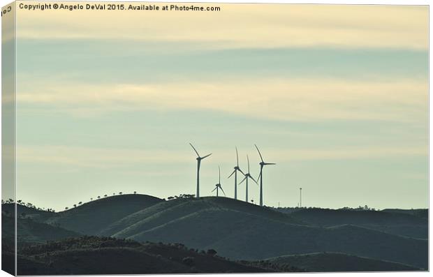 Wind turbines in Algarve mountains  Canvas Print by Angelo DeVal