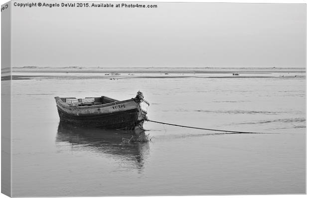 Fishing boat resting on the low tide  Canvas Print by Angelo DeVal