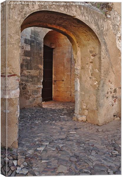 Arches of a medieval castle entrance in Algarve  Canvas Print by Angelo DeVal