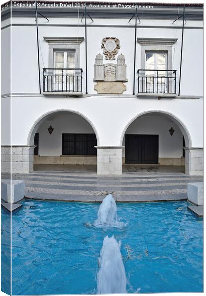 Council of Tavira and Fountain  Canvas Print by Angelo DeVal