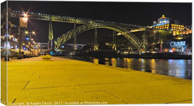Porto Riverside at Night Canvas Print by Angelo DeVal