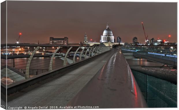 Millennium bridge and St Pauls Cathedral in London Canvas Print by Angelo DeVal