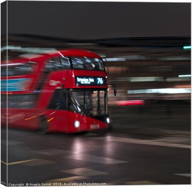 Red Bus on the streets of London Canvas Print by Angelo DeVal