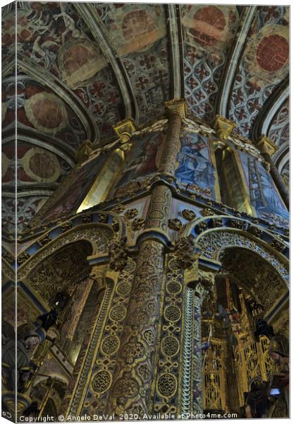 Ceiling and Columns of Convento de Cristo in Toma Canvas Print by Angelo DeVal