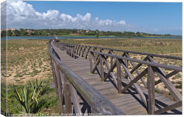 Long wooden bridge of Quinta do Lago Canvas Print by Angelo DeVal